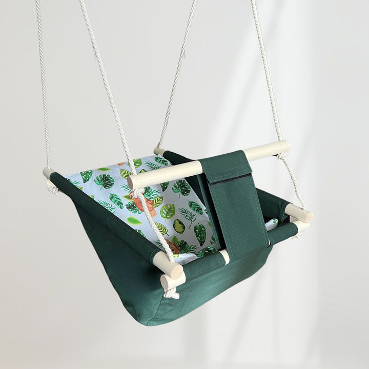 Multifunctional Toddler swings Green with Sloth pattern