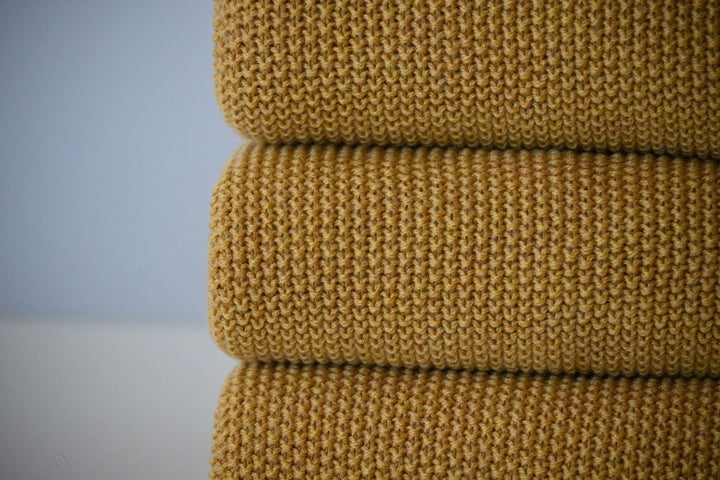 Mustard 100% merino wool blanket