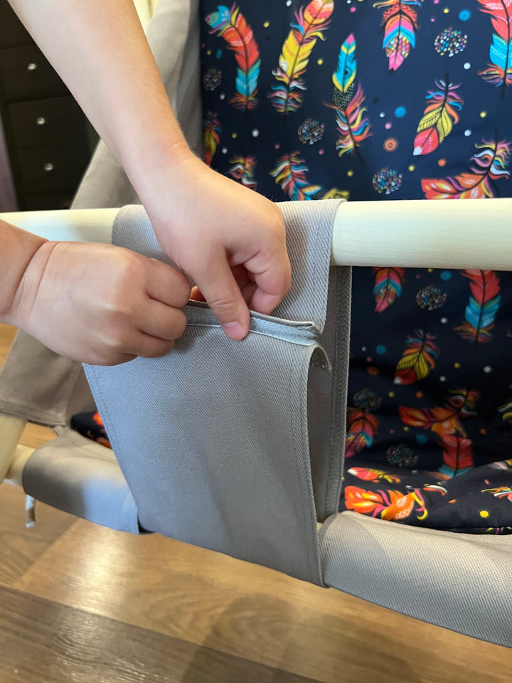 Multifunctional Toddler swings /kids cotton swings, kinder Schaukel aus Bauwolle/Grey with Feathers pattern