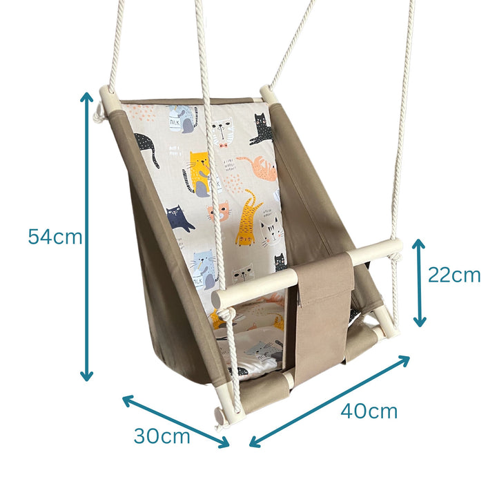 Multifunctional Toddler swings Brown with cat pattern