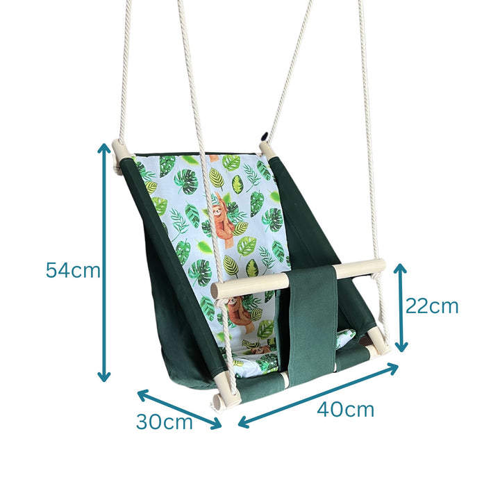 Multifunctional Toddler swings Green with Sloth pattern