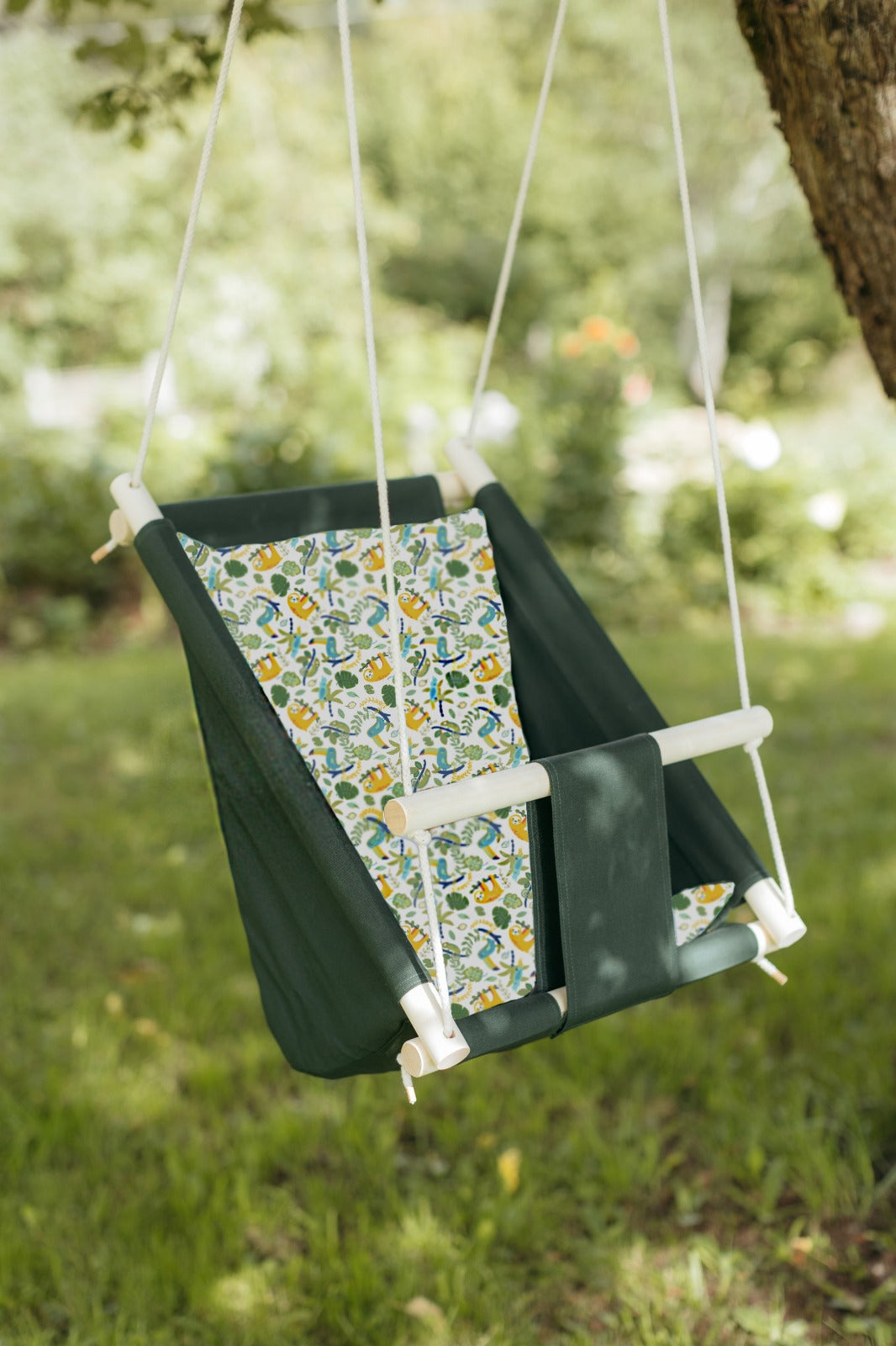 Multifunctional Toddler swings Green with Sloth pattern