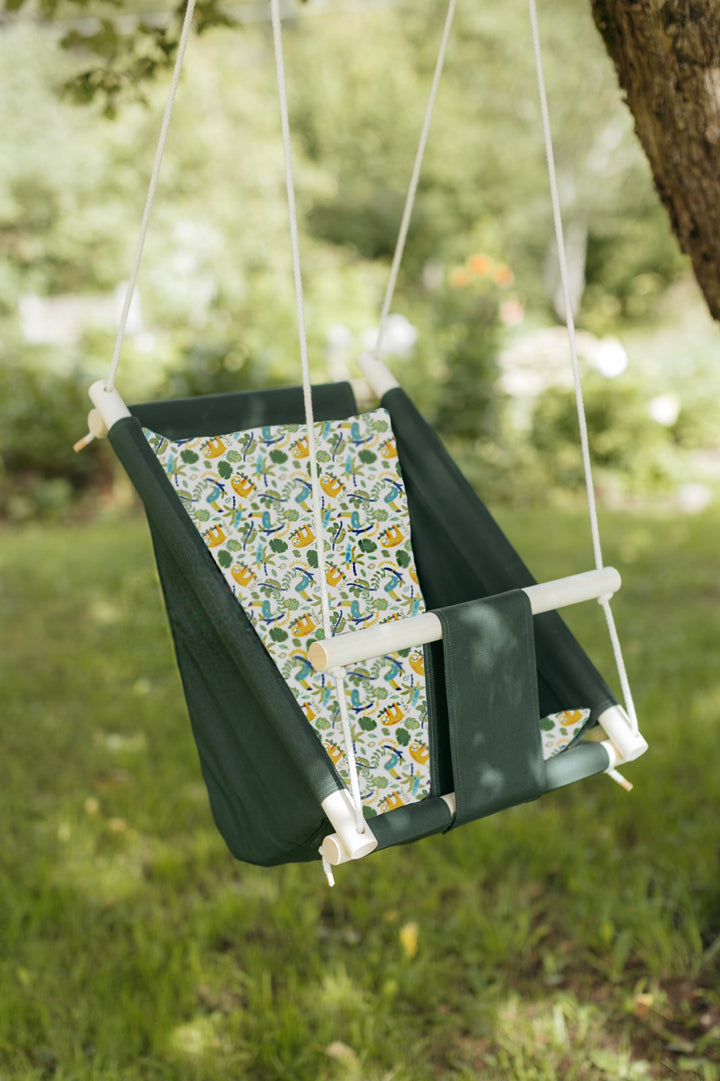 Multifunctional Toddler swings Green with Sloth pattern