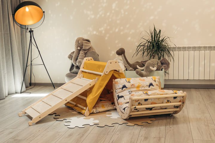 Fold up SET with accessories (mustard+cats)