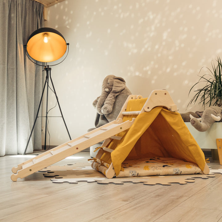 Fold up SET with accessories (mustard+cats)