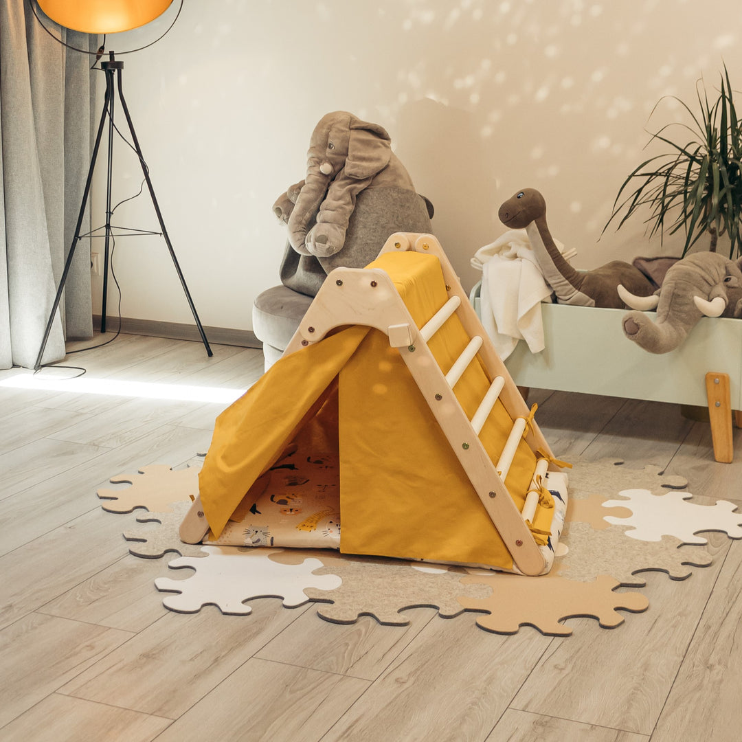 Fold up SET with accessories (mustard+cats)