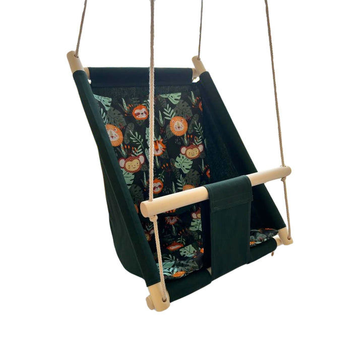Multifunctional Toddler swings Green with Jungle pattern